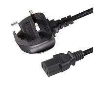 KUNCAN UK mains power cord, 5FT 3 prong UK Plug BS 1363 to IEC C13 Kettle Lead PC power cord laptop charger cord, 250V 5A fused, 1.5m black
