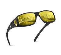 kunchu Night Driving Glasses For Men-Anti Glare Night Driving Glasses For Women-Yellow Lens Night Vision Glasses-Black Glasses-Wrap Around Sunglasses Mens,A01