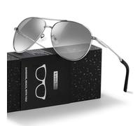 kunchu Pilot Sunglasses Mens Polarized Sunglasses Unisex UV400 Protection Black Sunglasses Driving, Fishing,Running Classic Ultra Light Shades Silver White