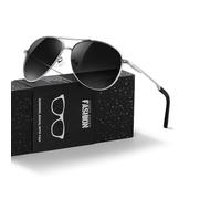 kunchu Pilot Sunglasses Mens Polarized Sunglasses Unisex UV400 Protection Black Sunglasses Driving, Fishing,Running Classic Ultra Light Shades Silver
