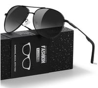 kunchu Pilot Sunglasses Mens Polarized Sunglasses Unisex UV400 Protection Black Sunglasses Driving, Fishing,Running Classic Ultra Light Shades Black