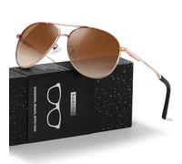 kunchu Pilot Sunglasses Mens Polarized Sunglasses Unisex UV400 Protection Black Sunglasses Driving, Fishing,Running Classic Ultra Light Shades Rose Tea