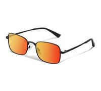 kunchu Polarised Sunglasses Mens Womens UV400 Protection Ultralight Classic Retro Metal Frame Rectangular Sun Glasses for Driving Fishing Travel-Red