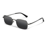 kunchu Polarised Sunglasses Mens Womens UV400 Protection Ultralight Classic Retro Metal Frame Rectangular Sun Glasses for Driving Fishing Travel-Gun