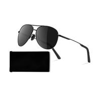kunchu Sunglasses Mens Womens Polarized Pilot Glasses Classic Rectangular Metal Frame Retro Pilot Glasses UV400 Protection-Black A15