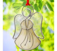 KUNDGLA Angel Stained-Glass Sun-Catcher, Decorative Indoor Windows Metal Suncatcher Ornament, Gifts for Friends Mom Teacher Birthday Christmas Tree Holiday Hanging Décor (Yellow Angel)