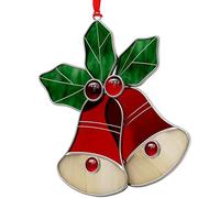 KUNDGLA New Stained Glass Sun Catcher for Windows Hangings Personalized Ornament Metal Decorative Gifts for Mom Grandma Friend Teacher Birthday Christmas Tree Holiday Hanging Decor Gift Box (Red Bell)