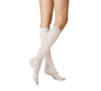 KUNERT Women's Diagonal Crochet Fashion Knee Socks, Linen 1542, 39-42
