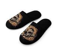 Kung Fu Apes Chimpanzee Monkey Warm Mens Slippers Slip On Soft Fleece House Shoes Winter Indoor Outdoor