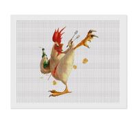 Kung Fu Cock Rooster with Beer Diamond Art for Adults 16"x20" | Diamond Painting Kits Square Full Drill Diamonds Pictures Craft Home Wall Decor