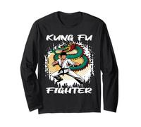 Kung Fu Fighter Dragon Martial Arts Chinese Shaolin Monk Long Sleeve T-Shirt