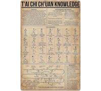 Kung Fu Knowledge Metal Tin Sign Tai Chi Chuan Anatomy Infographic Poster Aluminum Sign Martial Arts Hall Club Home Bedroom School Educational Wall Decoration Plaque 8x12 Inch