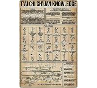 Kung Fu Knowledge Metal Tin Sign Tai Chi Chuan Anatomy Infographic Poster Martial Arts Hall Club Home Bedroom School Educational Wall Decoration 8x12 Inches