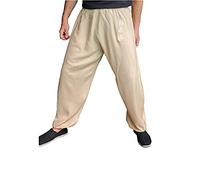 Kung Fu Pants Tai Chi and Wing Chun Bottoms Style for Women and Men Sport Trousers Light and Smooth (Beige WC, Size L)
