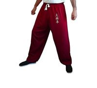 Kung Fu Pants Tai Chi and Wing Chun Bottoms Style for Women and Men Sport Trousers Light and Smooth (Burgundy TJ, Size XL)