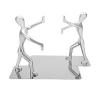 Kung Fu People Shape Bookends Metal Bookends Frame Sturdy Durable Book Stand for Home School Library Zinc Alloy Stainless Steel 19cm 7.5in 1000g 1 Pair