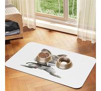 Kung fu Rabbit Pet Food Mat 23.62x15.71in Absorbent Non-Slip PU Leather Feeding Mat for Dogs Cats Rubber Bottom Fast Drying Rollable Pet Bowl Placemat