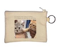 Kung fu Strike it is Always a Ginger Cat's Fault Funny Meme Key Chain Coin Purse Beige