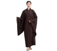 Kung Fu Suit Monk Clothing Shaolin Kung Fu Dress Zen Meditation Monk Buddhist Priest Cassock Robe Meditation Lohan Clothing(Brown_36)