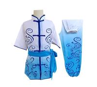 Kung Fu Suit Traditional Wushu Clothing Kungfu Tai Chi Costumes Outfit Martial Arts Stage Performance Uniforms Boys Girls(Blue,150cm)