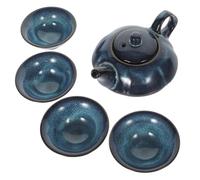 Kung Fu Tea Set Ceramic Gift Box with Teapot and Four Cups | Elegant Serving Set, Antique Style Presentation, for Loose-leaf and Herbal Tea at Office Tables