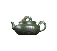 Kung Fu Teapot for Making Tea Creative Hand-Carved Dark Green Clay Six-Sided Guancanghai Purple Sand Teapot Ceramics Tea Set