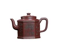 Kung Fu Teapot for Making Tea Handmade Retro Kung Fu Tea Set Household Purple Clay Carved Hexagonal Palace Light Bulb Teapot Ceramics Tea Set