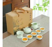 Kung Fu Teaset Ceramic Household Teapot Set Outdoor Travel Tea Cups of Tea Ceremony Teacup Fine Gifts Tea Accessories (D)