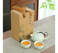 Kung Fu Teaset Ceramic Household Teapot Set Outdoor Travel Tea Cups of Tea Ceremony Teacup Fine Gifts Tea Accessories (J)