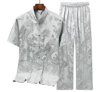 Kung Fu Uniform Kung Fu Jacket Men Traditional Clothing Linen Hanfu Top Long Sleeve Tang Suit Shirt Cardigan Coat(Grey,44)