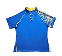 Kung Fu Uniform Master Milk Shreds Martial Arts Taichi T-shirt for Men Short Sleeves Quick-Drying for Tai Chi, Martial Arts(Blue top,For height 170cm)