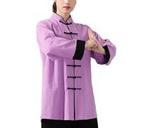 Kung Fu Uniform Unisex Suit Outfit Clothing Costume Gear Martial Arts Wu Shu Wing Chun Tai Chi Cotton Fabric Purple Black XL