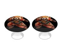 Kung Fu Warrior RedPanda Funny Round Cabinet Knobs Stainless Steel Drawer Pulls Door Handles Decoration