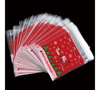 Kungfu Mall Christmas Cellophane Bags, 100PCS Self Adhesive Xmas Cookie Treat Bags for Party Favors (10 * 10cm)