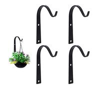 Kungfu Mall Iron 4pcs Basket Brackets, Black Wall Mount Hook for Hanging Planter Lantern Bird Feeder (11cm * 7.8cm, 3mm Thick)