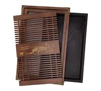 Kungfu Tea Tray Chinese Gongfu Tea Tray Drainage Water Storage Wood Tea Table with Drain Pipe (Light Black Orchid)