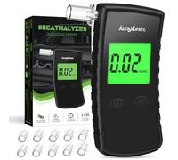 kungfuren Alcohol Breathalyzer Tester Digital Breathalyser - Breath Testers with 11Pcs Mouthpieces for Home Personal Testing - High Accuracy Breathalysers with Digital LCD Screen