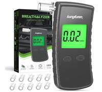 kungfuren Alcohol Breathalyzer Tester Digital Breathalyser - Breath Testers with 11Pcs Mouthpieces for Home Personal Testing - High Accuracy Breathalysers with Digital LCD Screen Gray