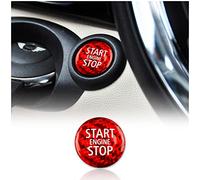 KUNGKIC Carbon Fiber Car Engine Start Stop Button Cover Keyless Go Ignition Sticker Cover Interior Trim Decal for MINI Cooper R55 R56 R57 R58 R59 R60 R61 Interior Accessories(Red)