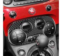 KUNGKIC for Abarth 595 2012-2023 Fiat 500 2008-2023 Accessorries Carbon Fibre Interior Trim Car Air Conditioning Control Panel Cover Decoration Decal Self-Adhesive Auto Parts RHD (Black, TypeB)