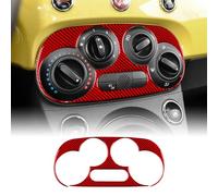 KUNGKIC for Abarth 595 2012-2023 Fiat 500 2008-2023 Accessorries Carbon Fibre Interior Trim Car Air Conditioning Control Panel Cover Decoration Decal Self-Adhesive Auto Parts RHD (Red, TypeA)