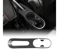 KUNGKIC for Abarth 595 2012-2023 / Fiat 500 2011-2023 Accessorries Carbon Fibre Interior Trim Car Center Console Cup Holder Panel Frame Cover Decoration Decal Self-Adhesive Auto Parts RHD (Black)