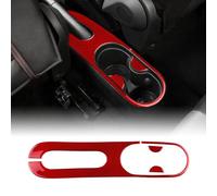 KUNGKIC for Abarth 595 2012-2023 / Fiat 500 2011-2023 Accessorries Carbon Fibre Interior Trim Car Center Console Cup Holder Panel Frame Cover Decoration Decal Self-Adhesive Auto Parts RHD (Red)
