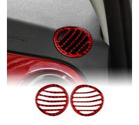 KUNGKIC for Abarth 595 595C 695 / Fiat 500 Accessorries Carbon Fibre Interior Trim Car Dashboard Side Air Conditioning Vent Cover Decoration Decal Self-Adhesive Auto Parts RHD (Red)