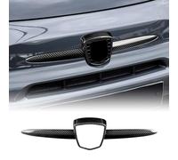 KUNGKIC For Abarth 595 695 2012-2024 Accessorries Hard Carbon Fibre Exterior Trim Car Front Logo Frame Cover Sticker Decoration Decal Self-adhesive Auto Parts RHD, Black