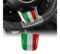 KUNGKIC For Abarth 595 / Fiat 500 2020-2023 Accessorries Hard Carbon Fibre Interior Trim Car Steering Wheel Cover Trim Self-adhesive Decal Cool Auto Parts RHD (Tricolor)