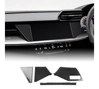 KUNGKIC for Audi A3 8Y 2020-2025 Accessorries Carbon Fibre Interior Trim Car Center Console Dashboard Decoration Frame Trim Self-Adhesive Decal Cool Auto Parts RHD (Black)