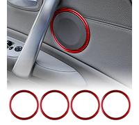 KUNGKIC for BMW E81 E82 E87 E88 2008-2013,Real Carbon Fiber Accessory Auto Inner Car Door Audio Speaker Ring Cover Decal Interior Trim Styling,Red