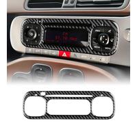 KUNGKIC For Fiat Panda 2013-2019 Accessory Carbon Fibre Interior Trim Car Center Control Screen Decoration Frame Sticker Cool Decal Self-adhesive Auto Parts RHD (Black, TypeA)