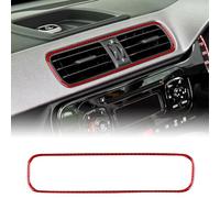 KUNGKIC For Fiat Panda 2013-2025 Accessory Carbon Fibre Interior Trim Car Center Console Air Vent Frame Cover Cool Decal Self-adhesive Auto Parts RHD (Red)